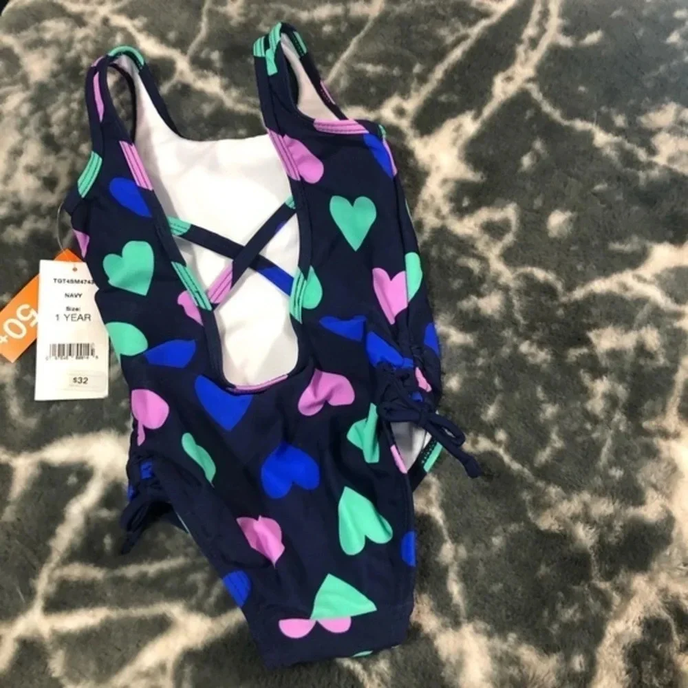 Nwt infant Navy hearts 1pc swimsuit